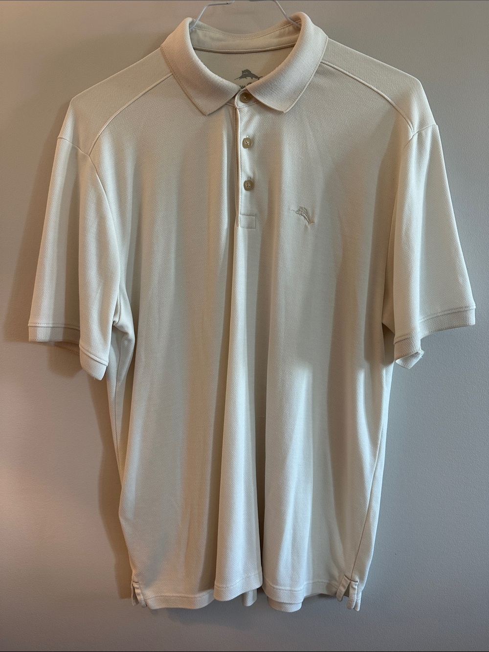 Tommy Bahama Men's Cream Polo with Subtle Embroidered Logo